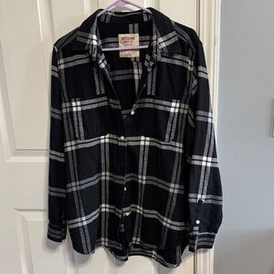 Mossimo Supply Co. Women's Black and White Plaid Button-Down Shirt